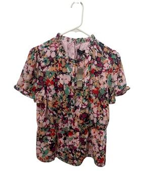 J. Crew Floral chiffon peplum Ruffle Top Size Medium.